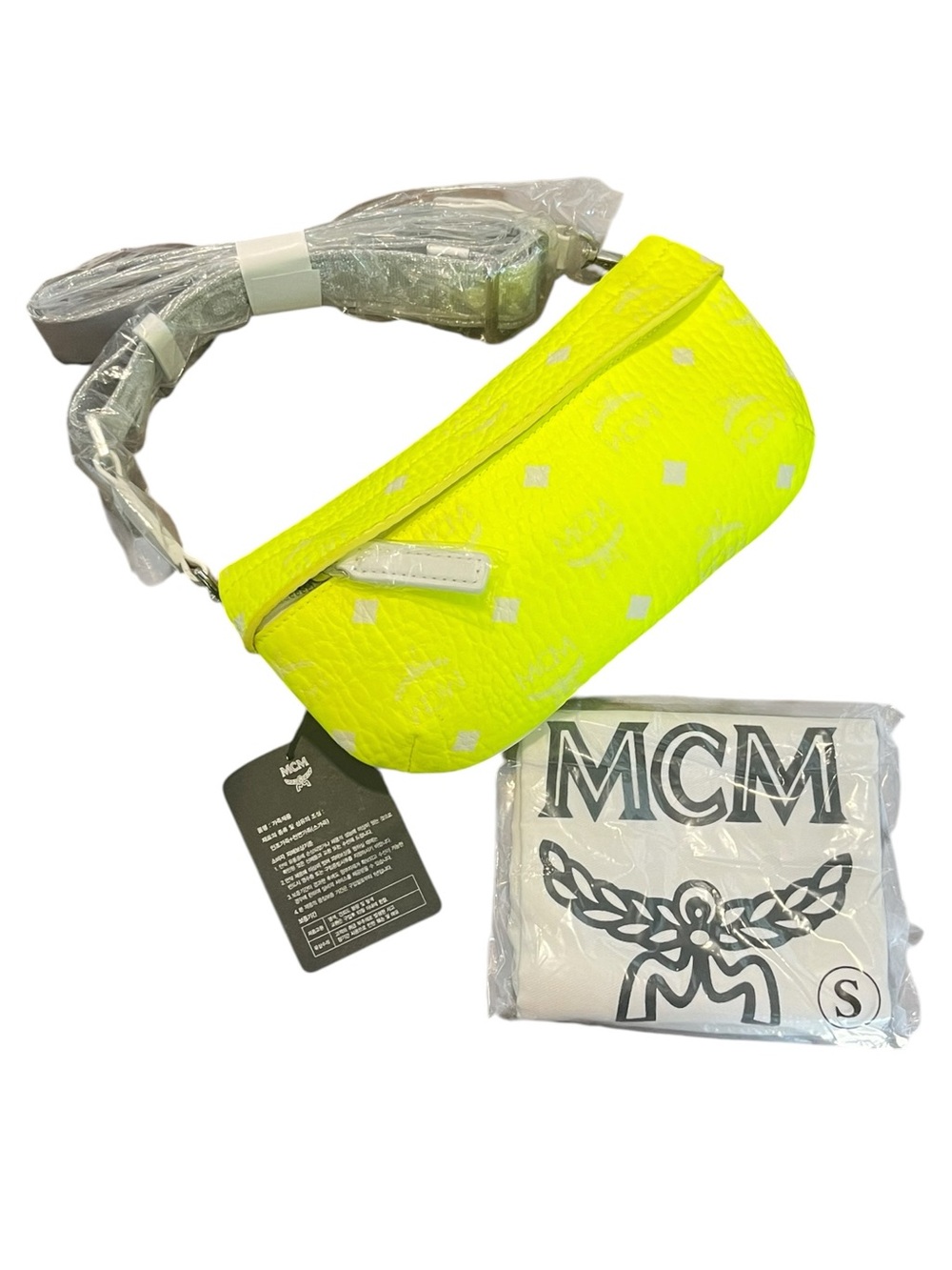 NWT MCM Visetos Vanity Neon Yellow Purse RARE Crossbody / Belt Bag - Picture 6 of 7